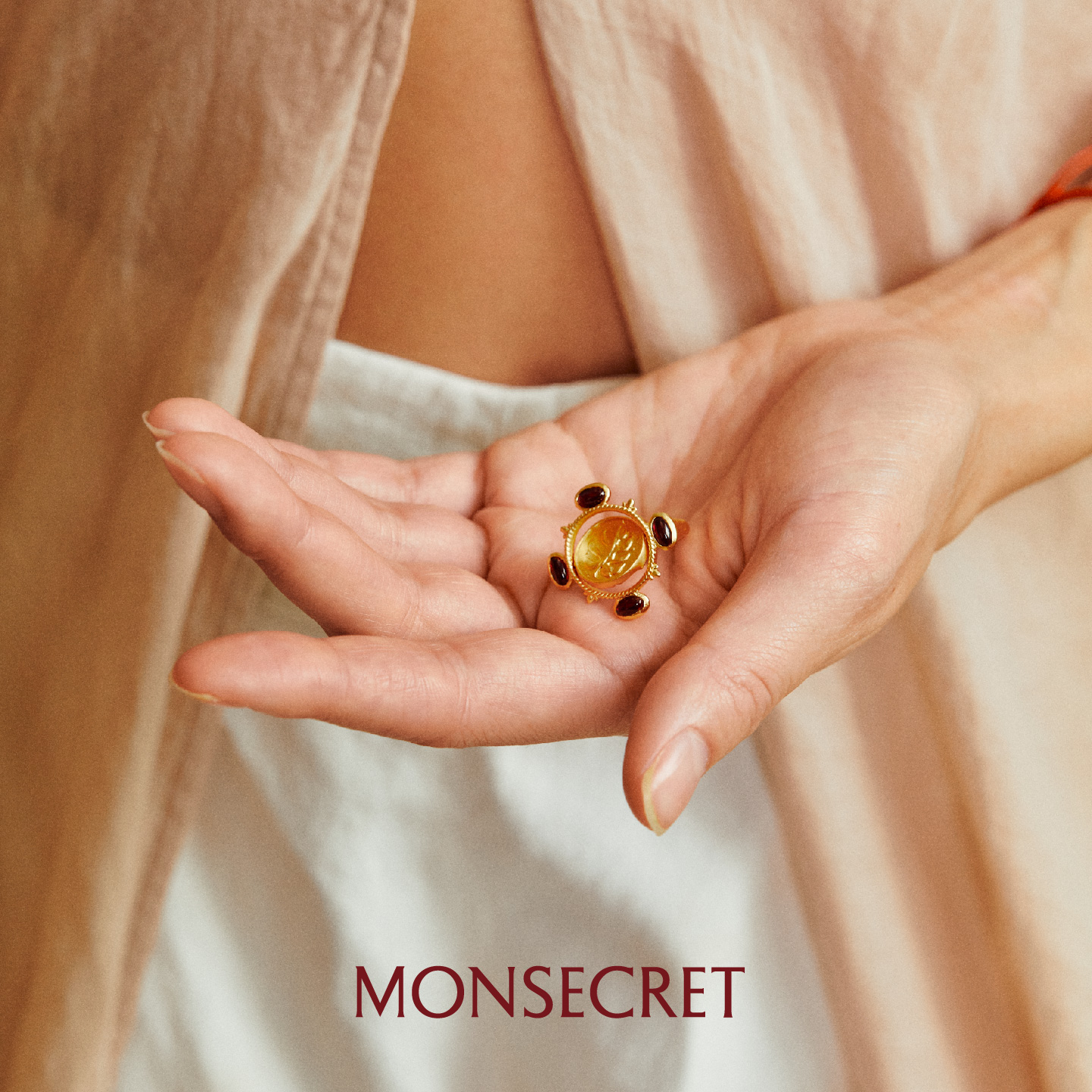MONSECRET 铜合金戒指 寻迹系列 翻转古币戒指