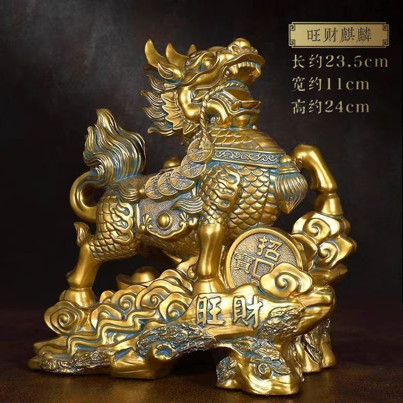 【师傅推荐】麒麟一对雕刻摆件客厅办公室玄关桌面摆件