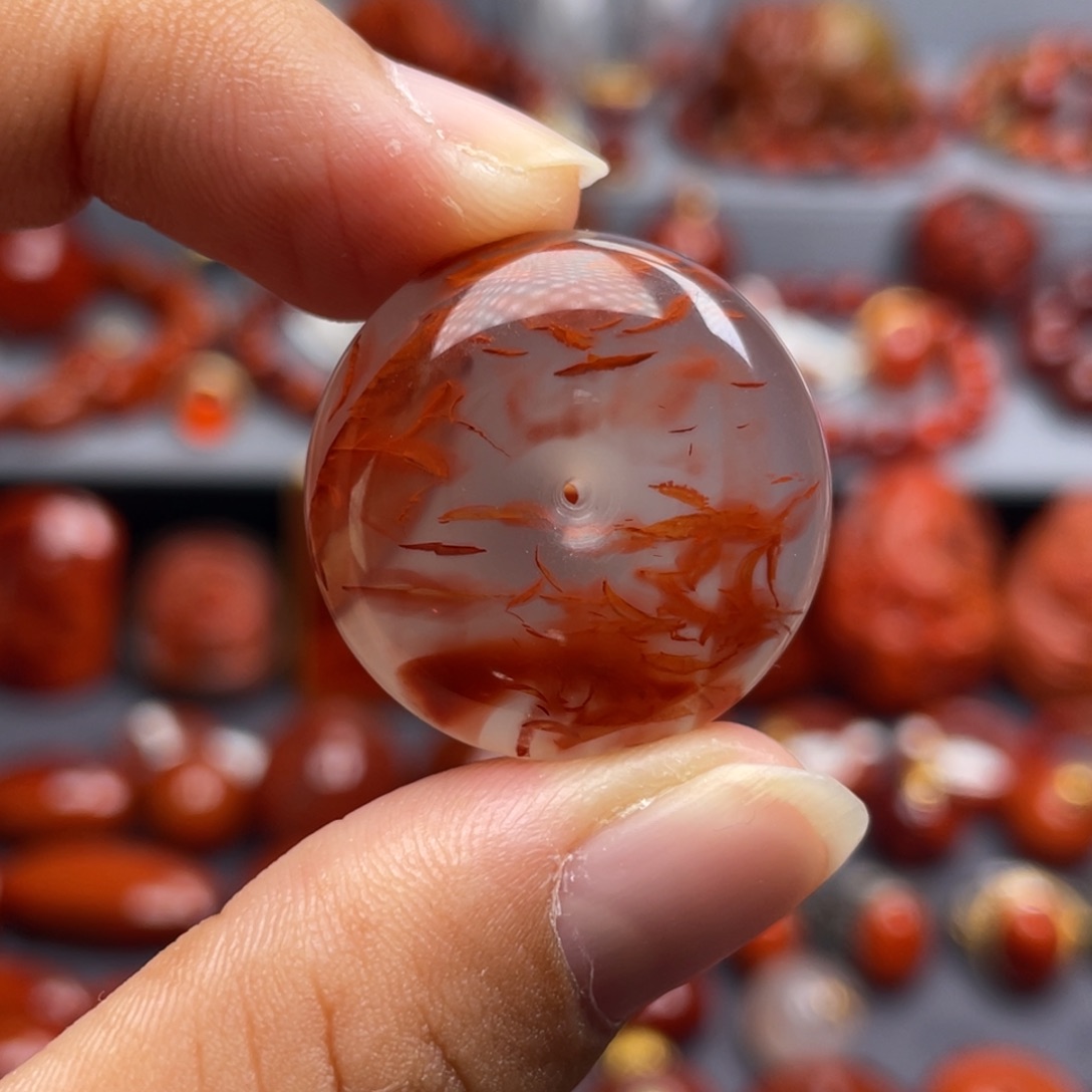 南红玛瑙未镶嵌珠宝奇石平安扣吊坠