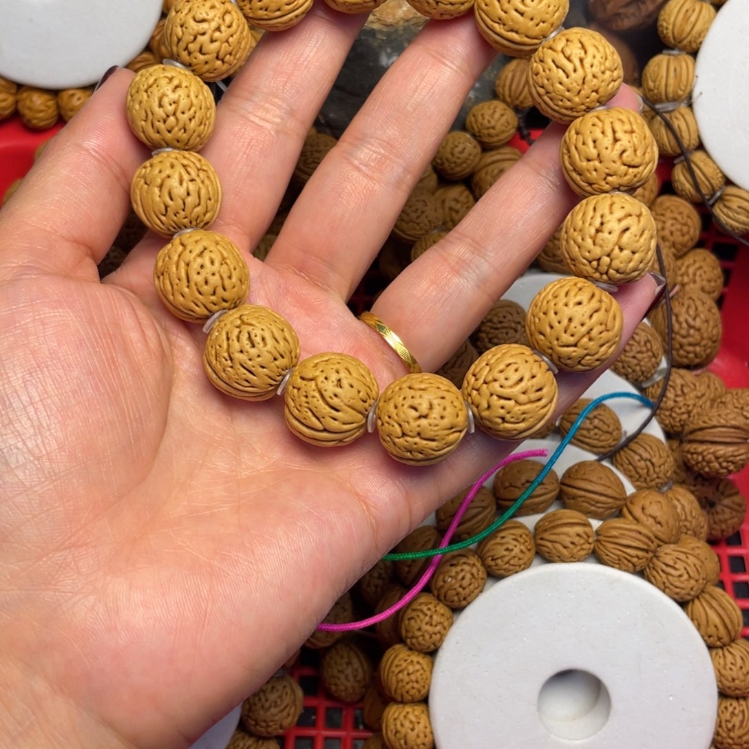 桃木桃核手串17+野生白月光