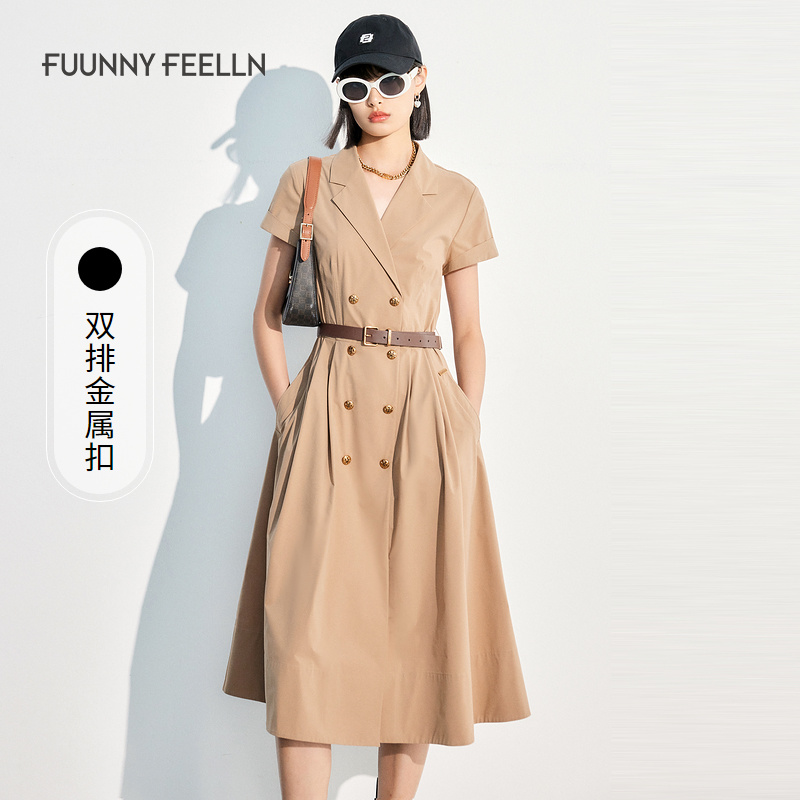 商场同款FF仿佛夏季新款西装式连衣裙收腰设计感FF01814