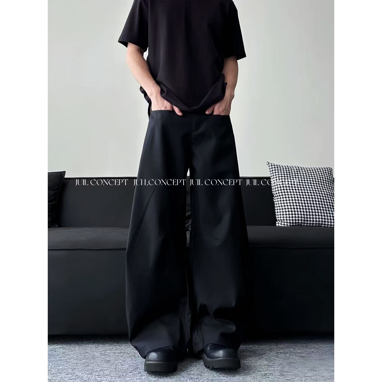 JIU.L cleanfit高级感西裤男女同款垂坠弯刀裤西裤