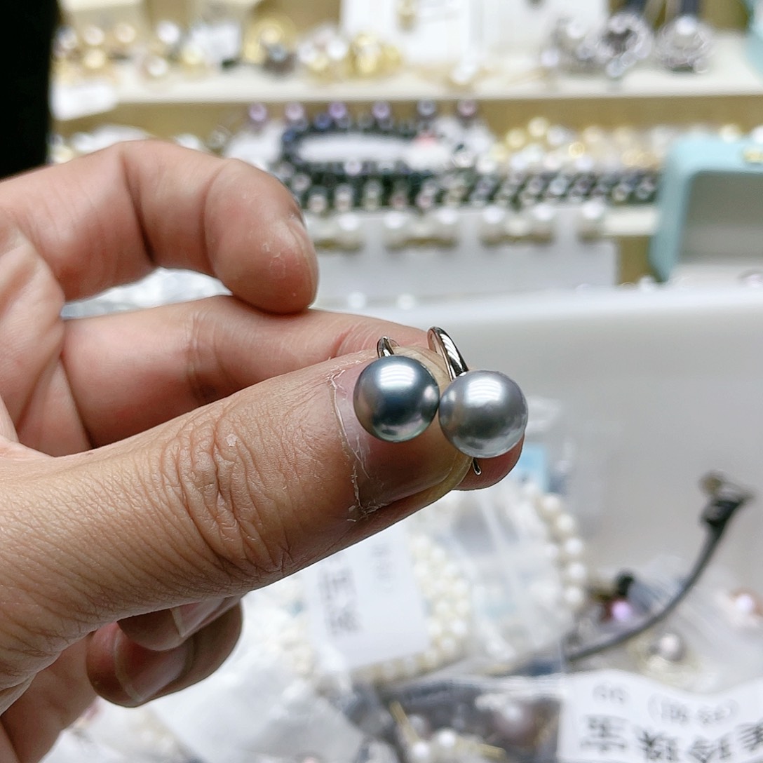 海水珍珠耳饰银S925镶嵌