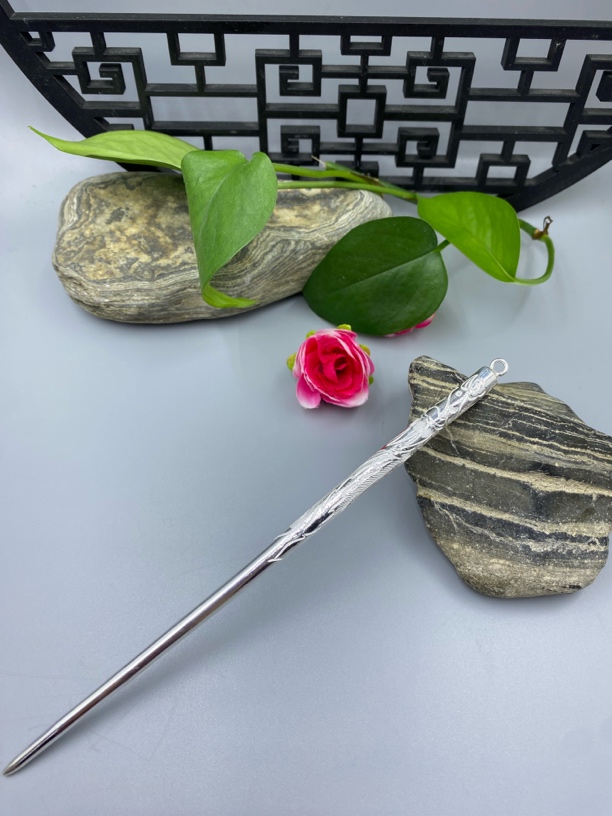 足银银制品 侗石記   实心圆形发簪