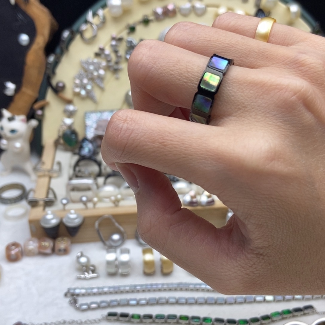 画框贝壳钛钢贝贝戒指