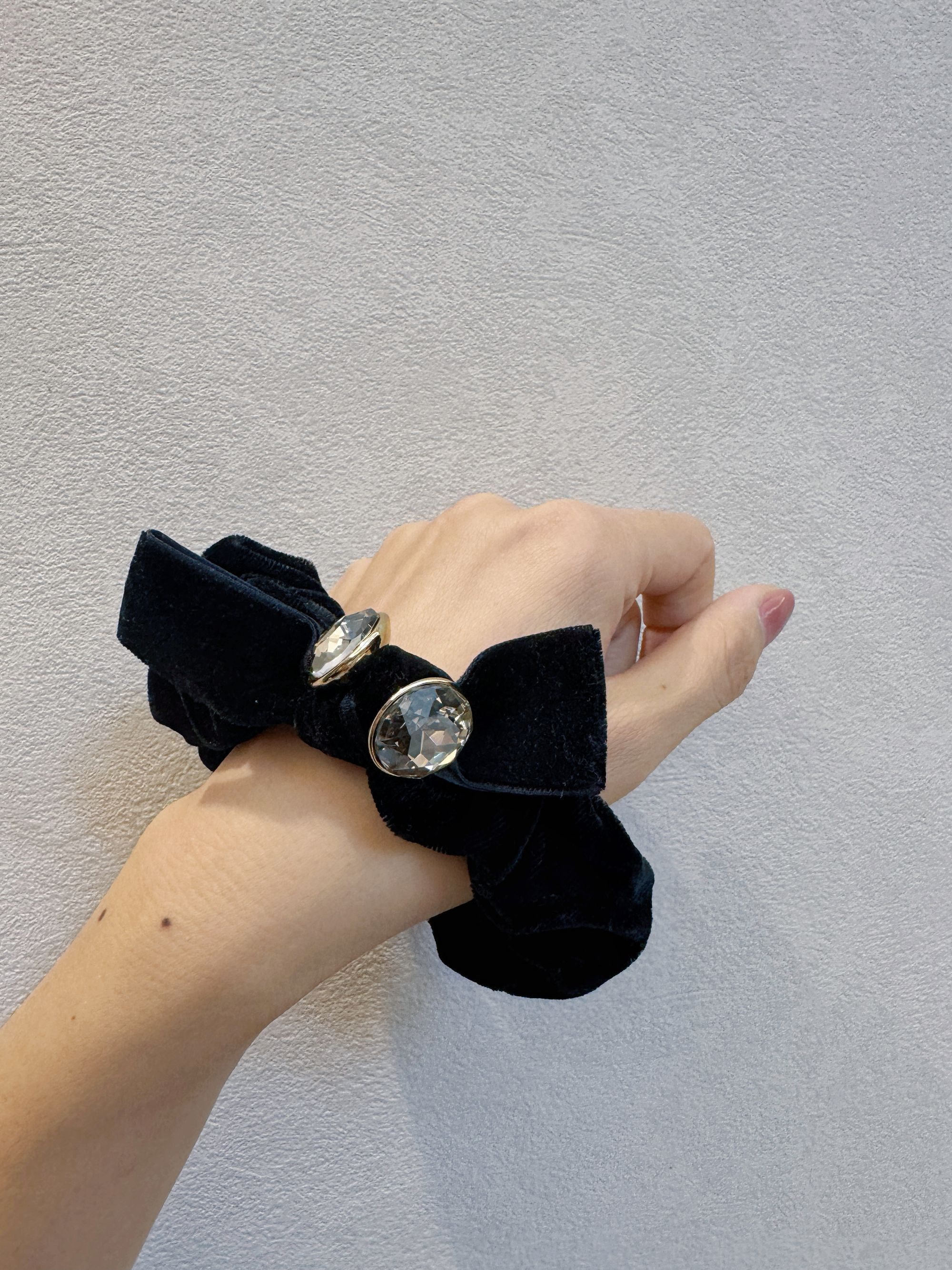 瑞丽风韩系高弹力发圈气质黑色高品质丝绒 香风时尚百搭优雅秋冬 