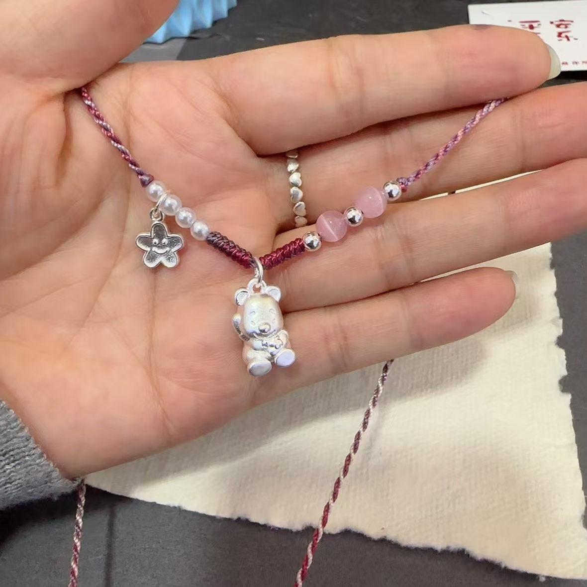 吊坠足银 维尼熊足银999吊坠卡通可爱纯银项链百搭小众时尚手工