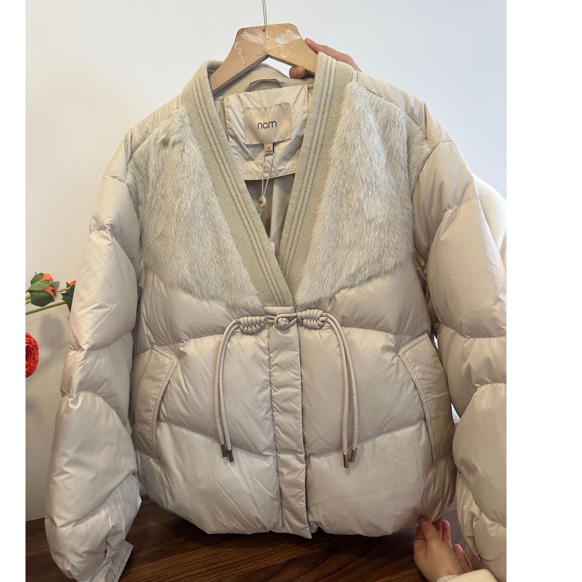【尚雅专属】商场同款新品水貂毛拼接宽松版鹅绒服N1010B34992