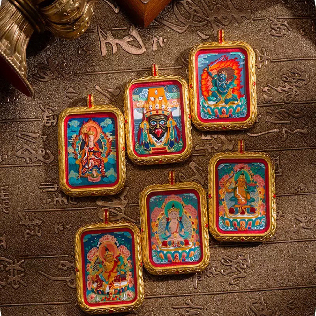 【观自在】凤九五爷文殊绿度母·黄铜18K手绘矿泥中式高端定制文创