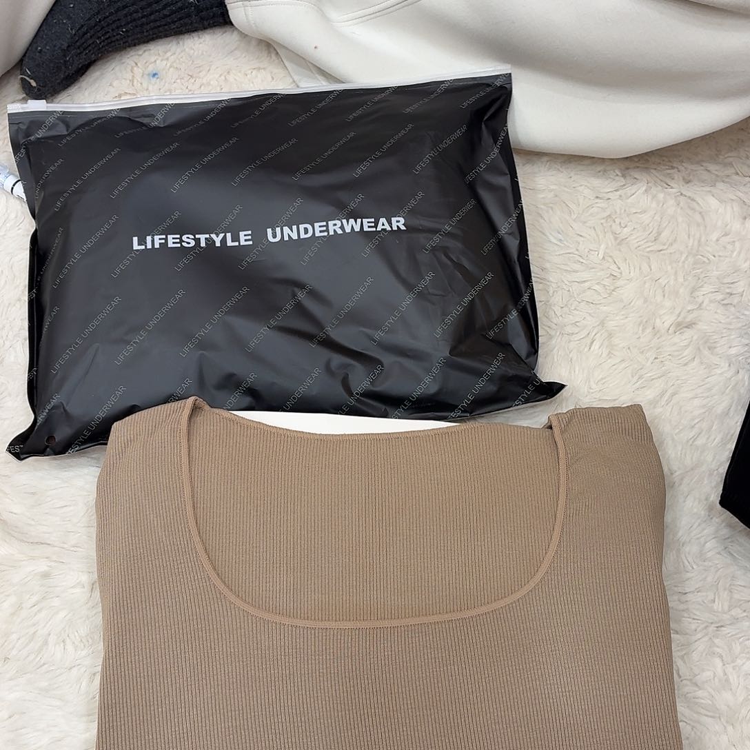 棉卡其色螺纹棉秋衣秋裤套装90-125斤