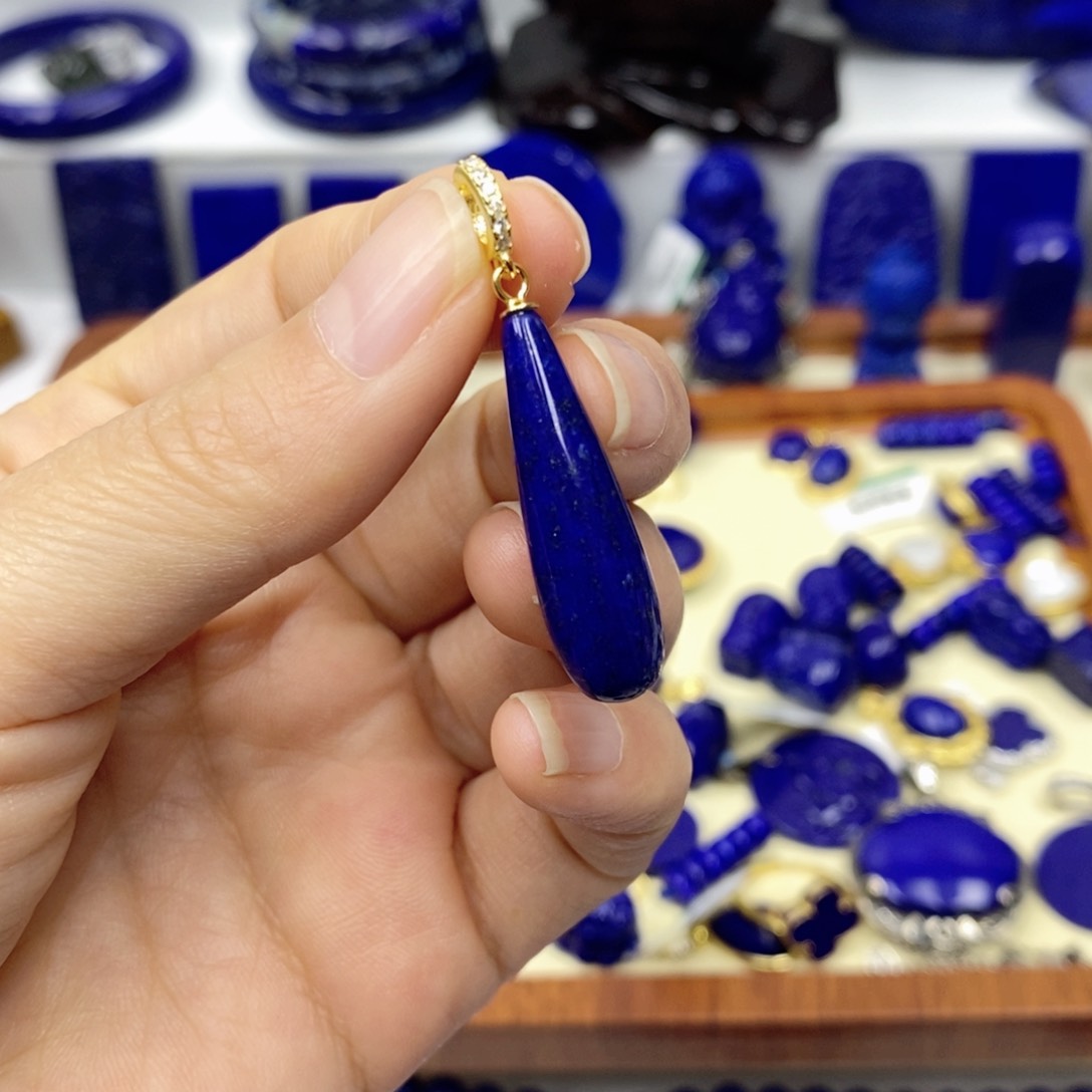 青金石颈饰银S925镀金镶嵌