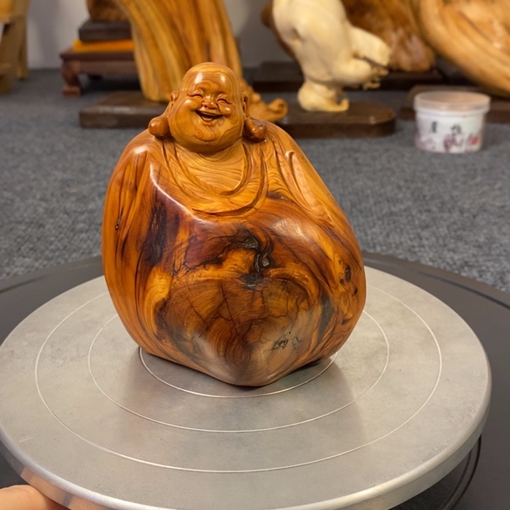 柏木（崖柏）崖柏弥勒佛摆件根雕工艺品