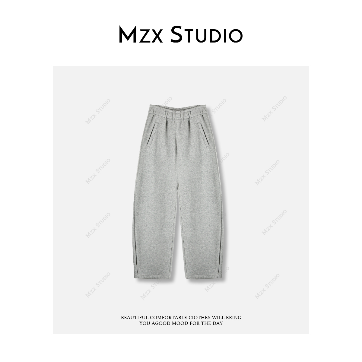 【MZX STUDIO】“超轻面料毛边”显瘦弯刀裤休闲加绒卫裤KZ11571-P