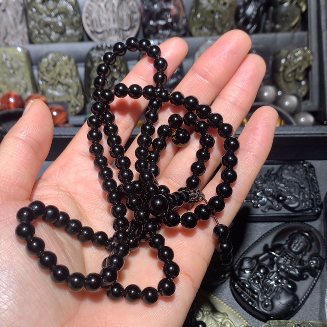 黑曜岩手串未镶嵌春**?黑曜石属蛇