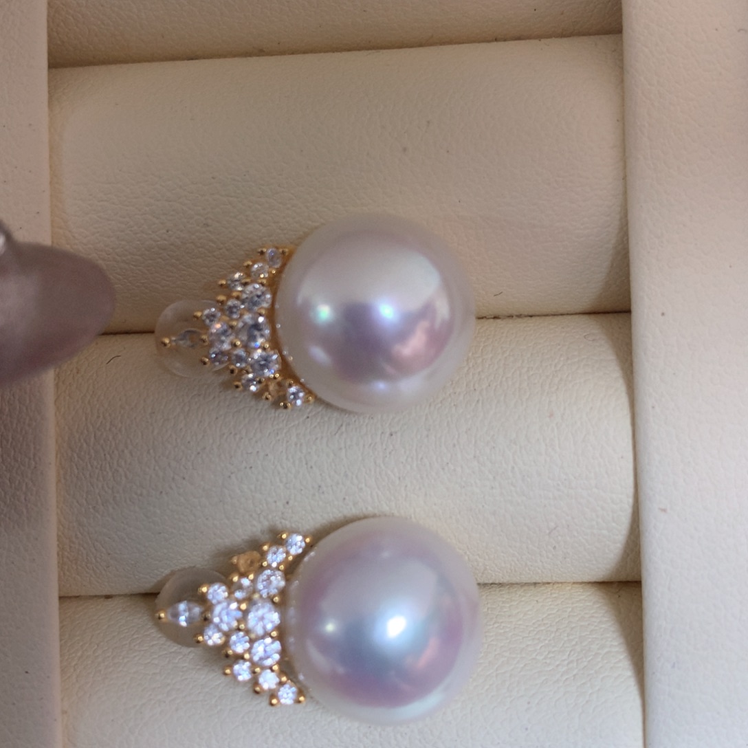 淡水珍珠耳饰银S925镶嵌