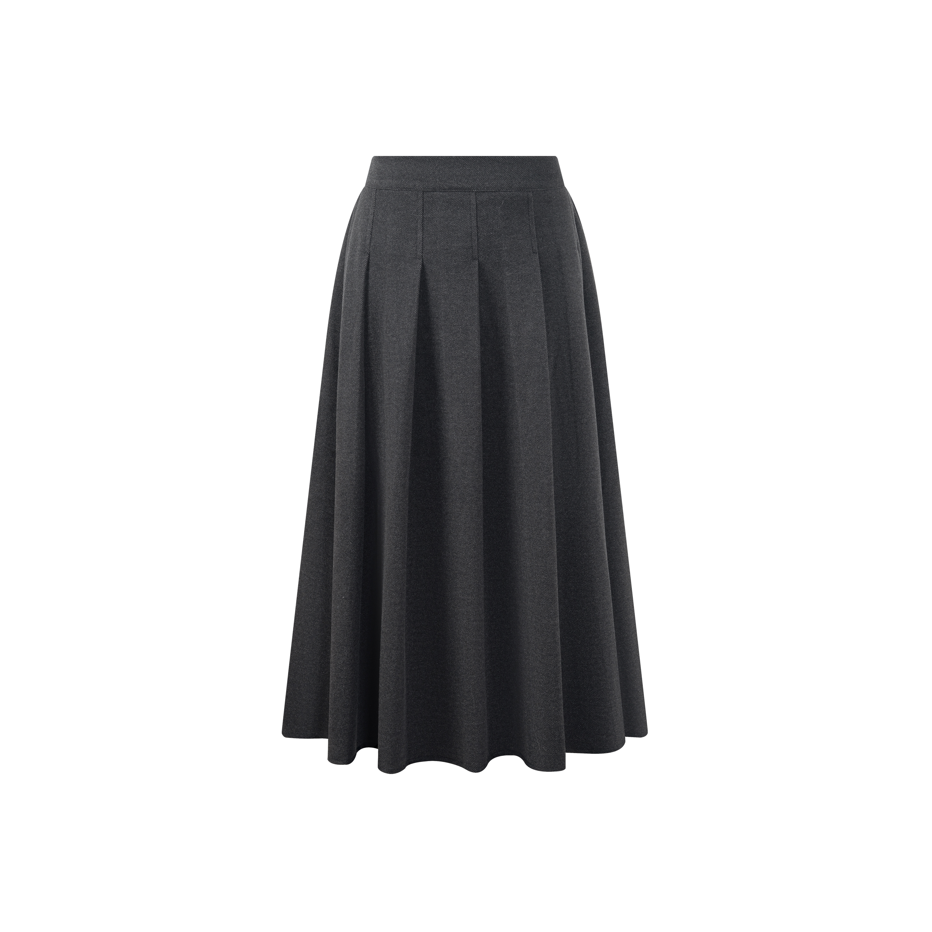 灰色百褶裙女中长款秋冬2026新款高腰a字裙毛呢西装半身裙