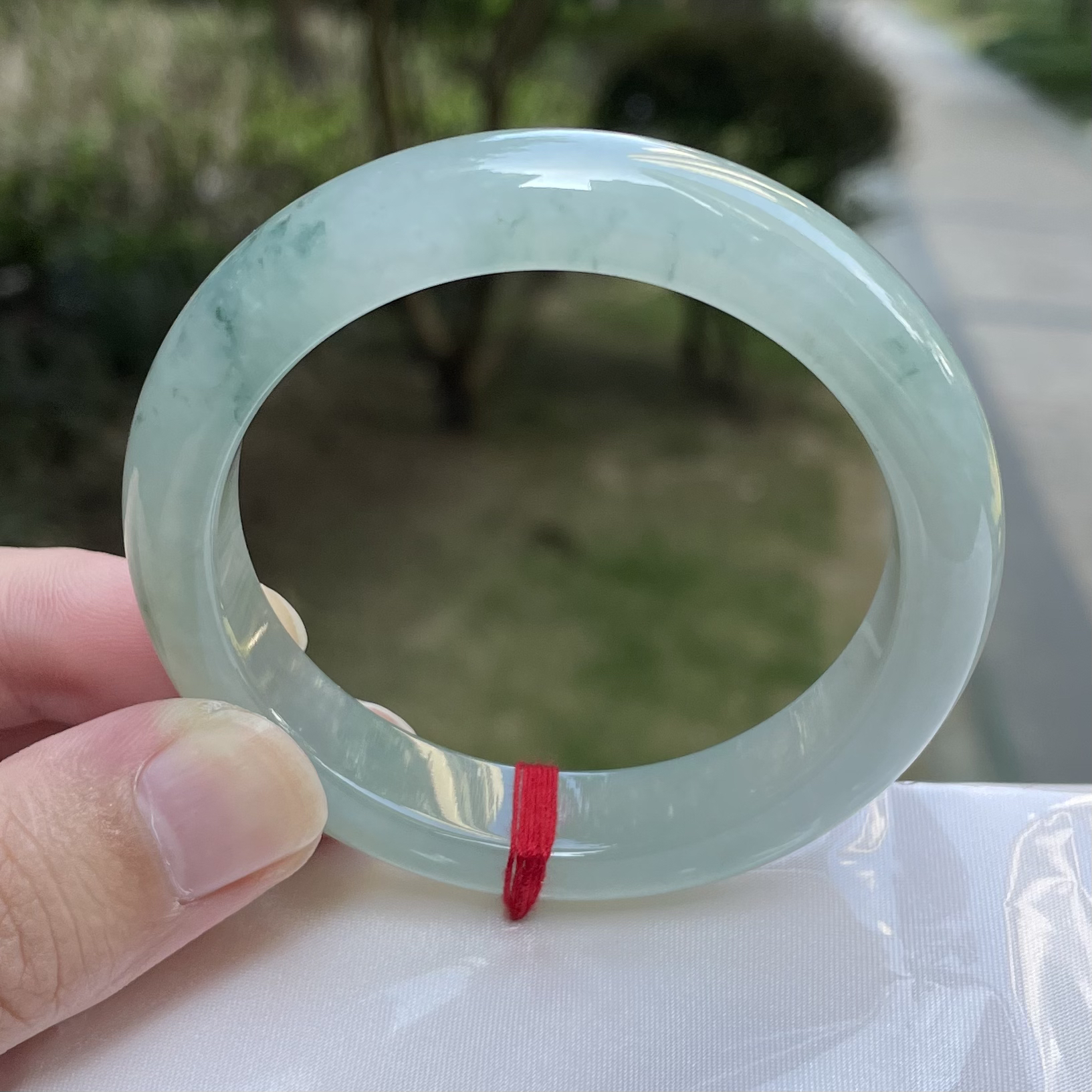 天然翡翠冰晴飘花手镯 五十六圈口 正圈
