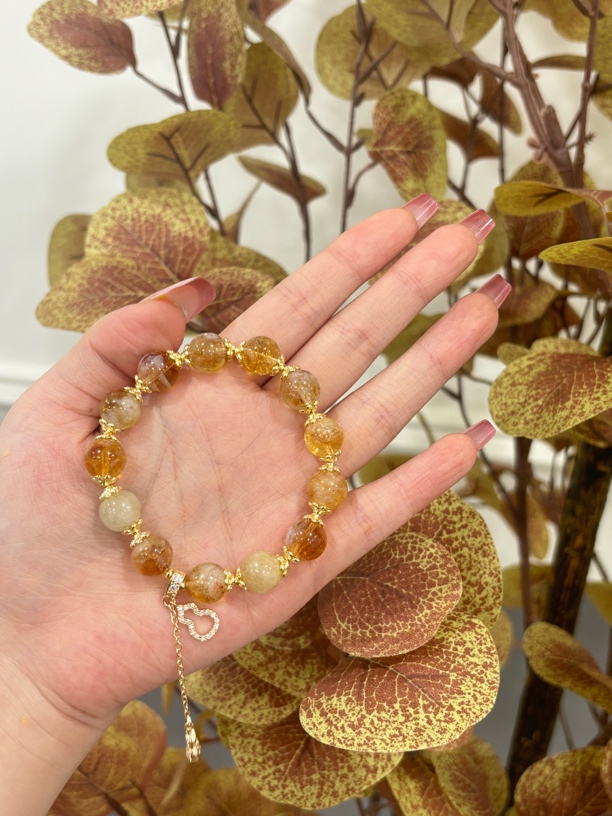 合成金属锆石手链 【大隐藏福禄】天然黄塔晶金发金女款显白