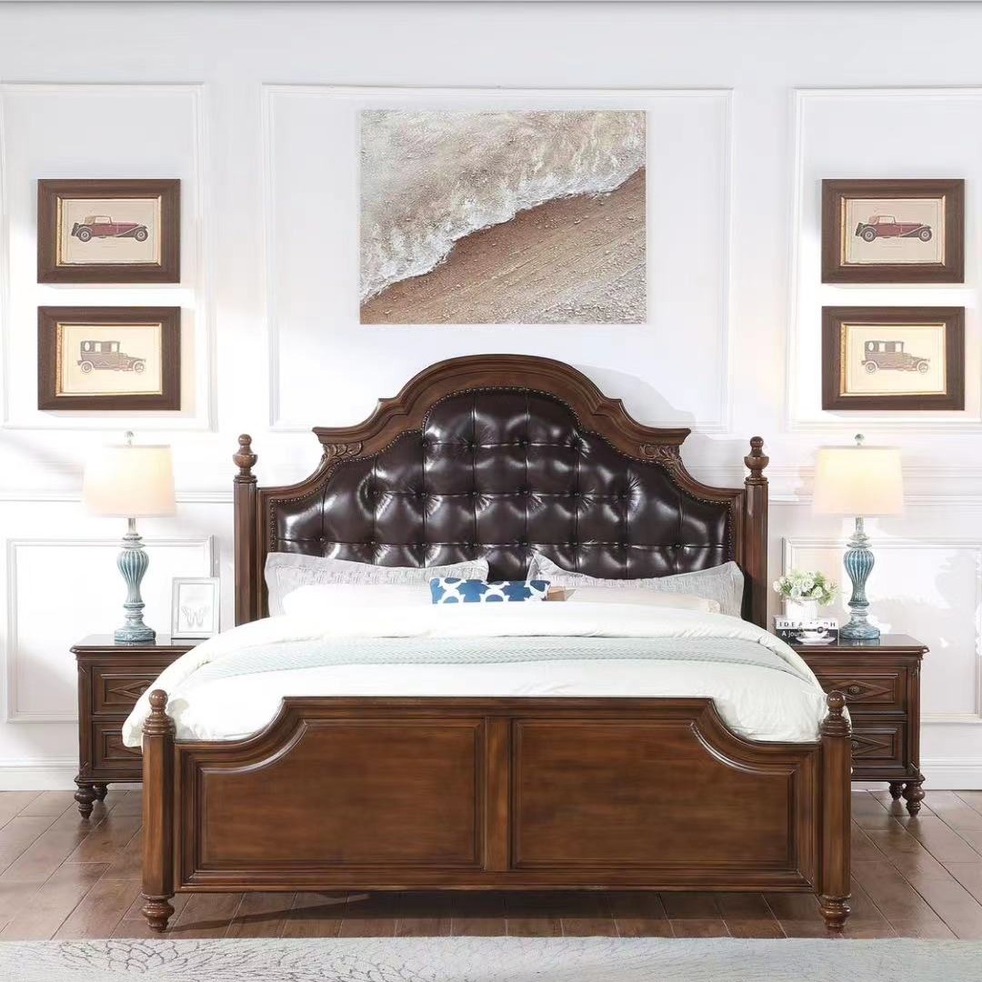 913 美式胡桃木全实木主卧大床【1.5/1.8*2米】2150*1930/1630*1600