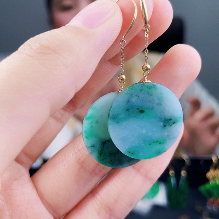 翡翠耳饰18K金镶嵌饰品