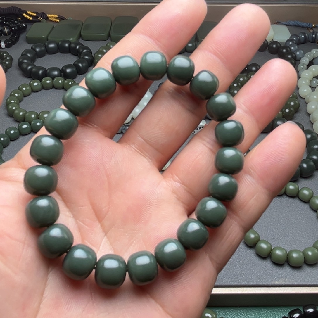 和田玉手链未镶嵌蓝调青海青10