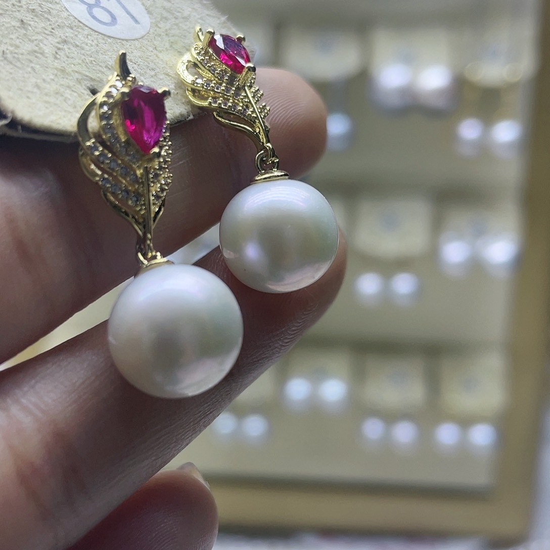 淡水珍珠耳饰银S925镶嵌