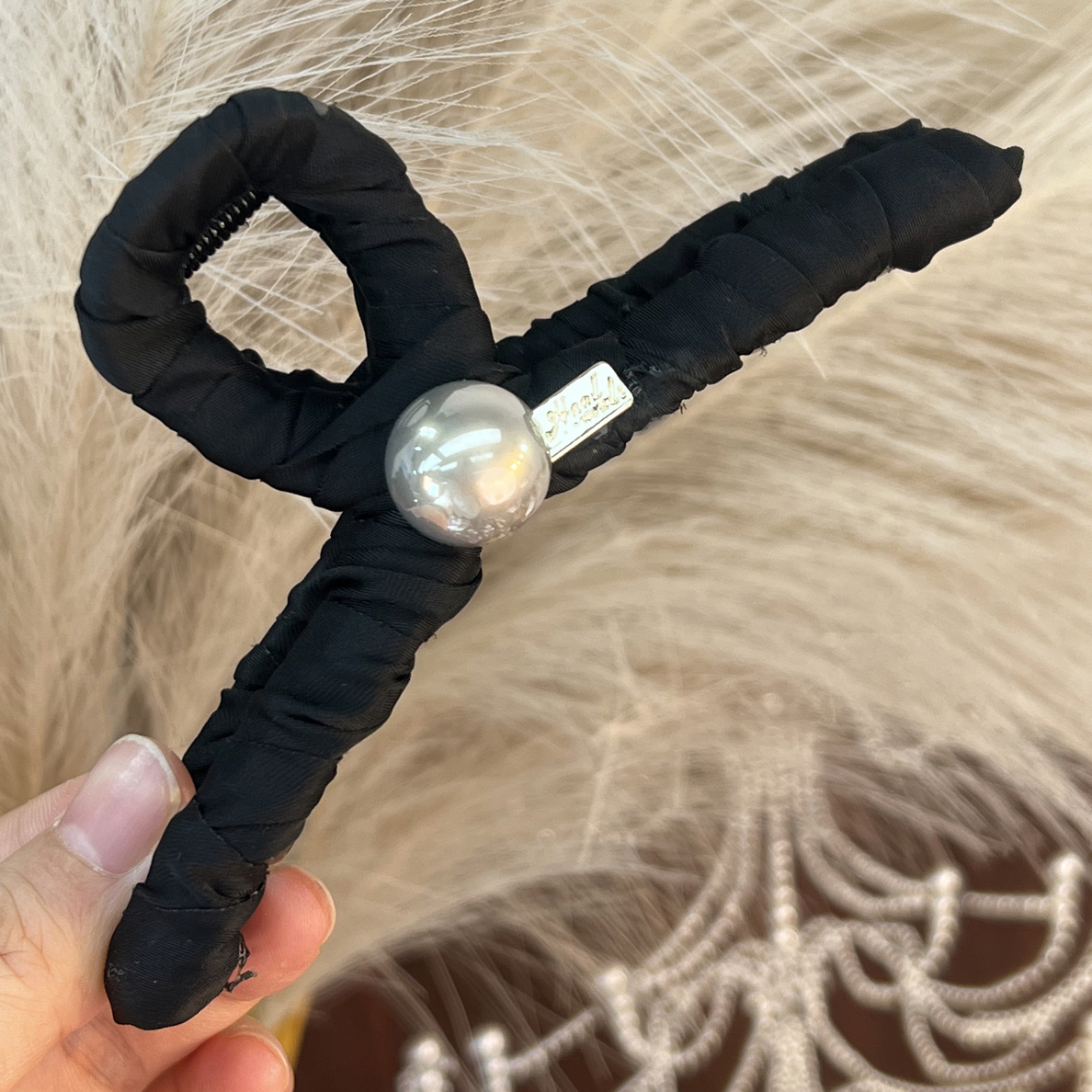 【12cm黑色布艺缠绕抓夹】气质百搭法式小香经典网红日韩抓夹