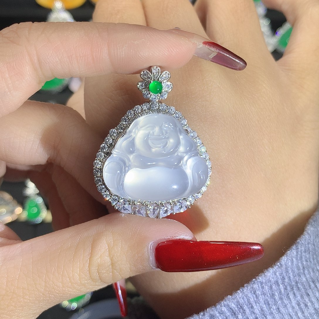 石英质玉颈饰银S925镶嵌霜***~