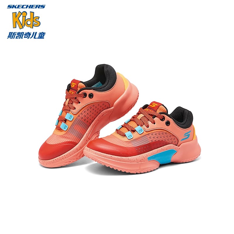 SKECHERS/斯凯奇儿童鞋男童秋季新款软底舒适百搭绑带运动篮球鞋