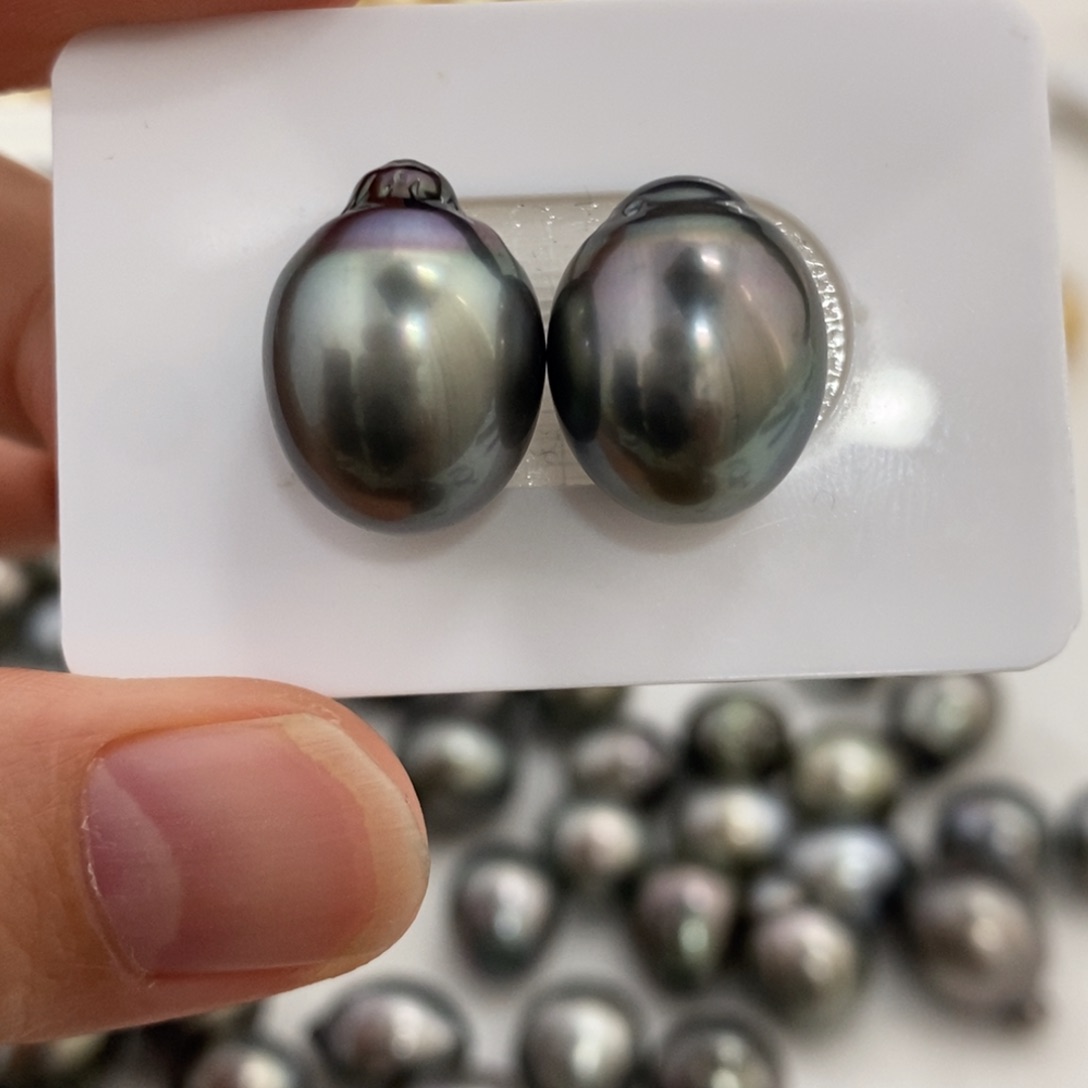 裸珠海水珍珠大溪地铂金灰绿光干净12.9