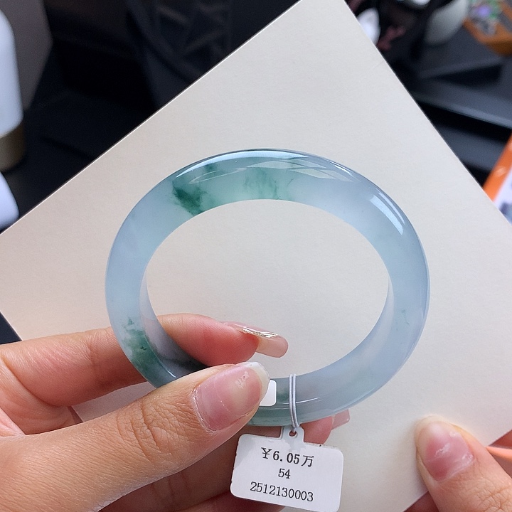 未镶嵌手镯翡翠54正圈冰胶果冻底飘花