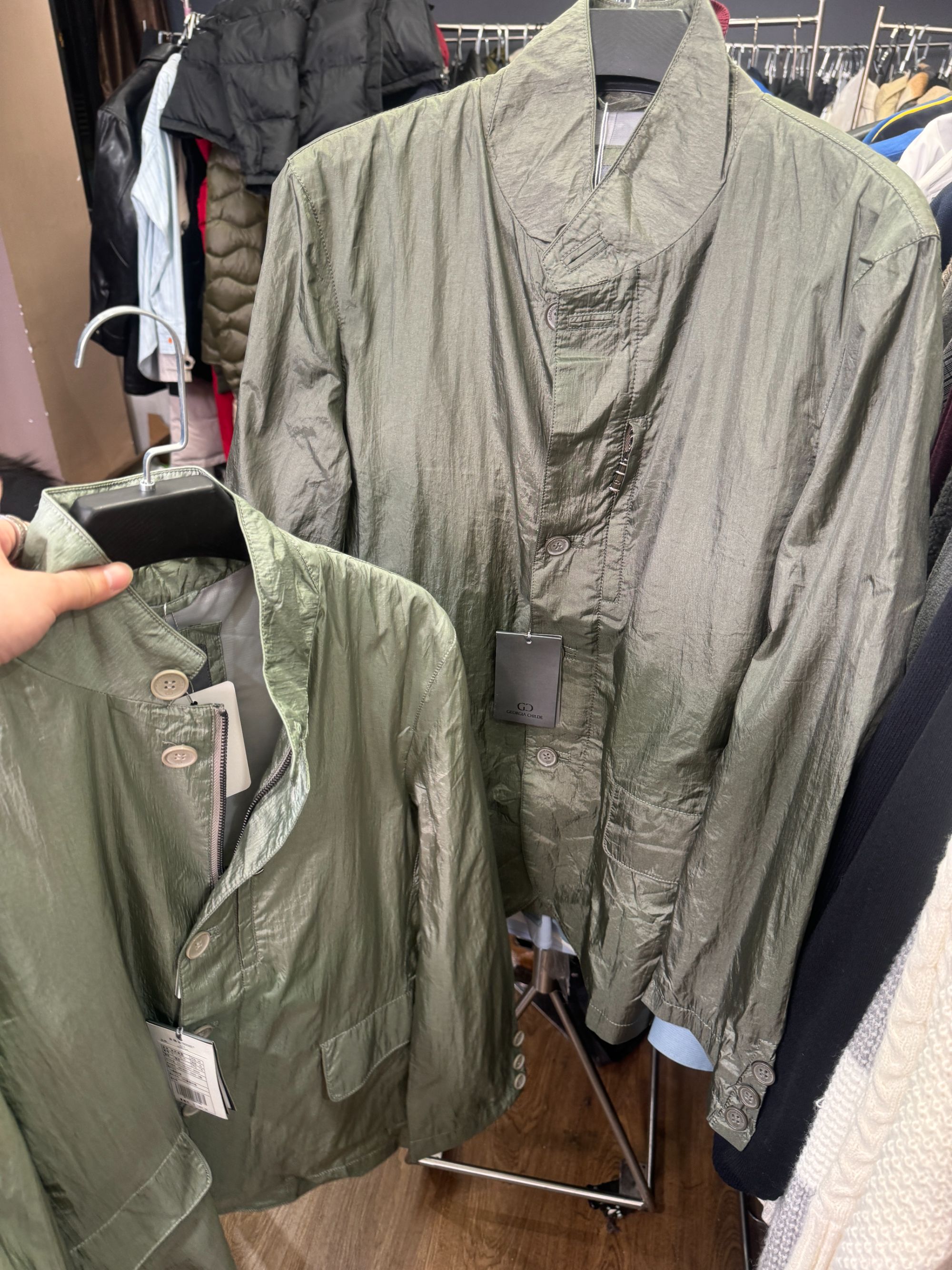 33384-男士宽松型休闲立领单排扣风衣外套西装