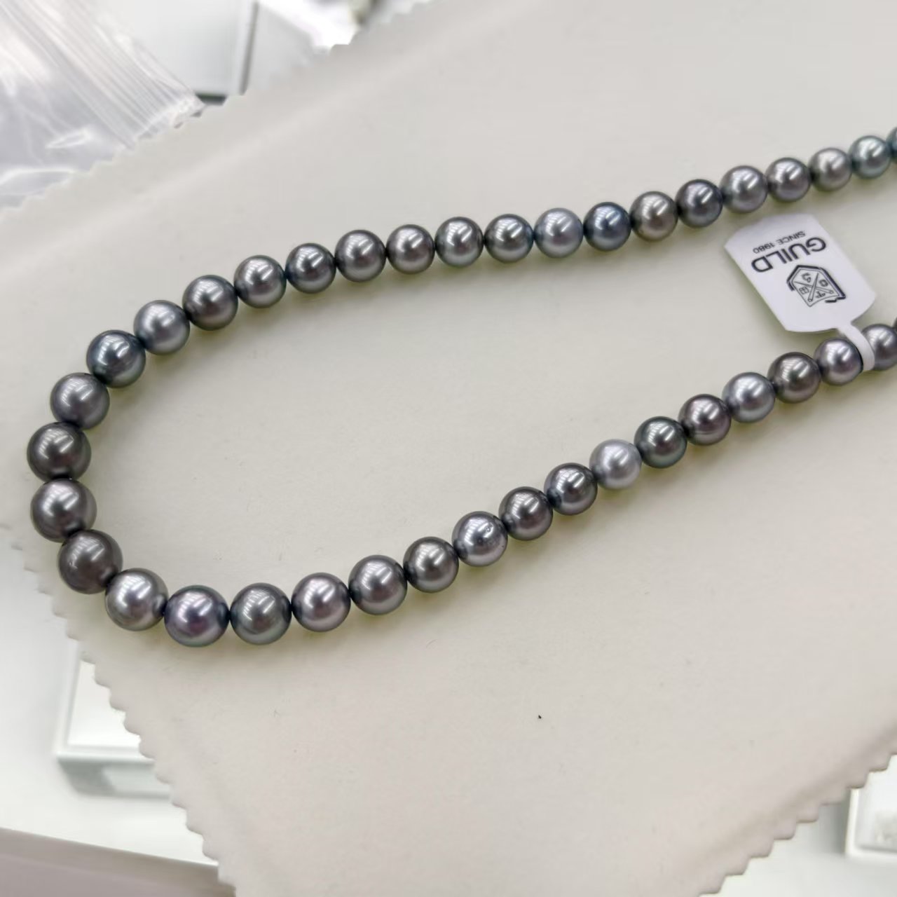 【缘美真珠XL468】黑珍珠项链铂金灰8-11MM带GUILD颜色多样性发一