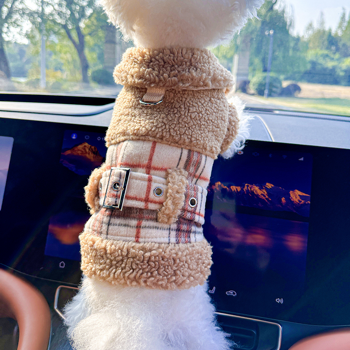 现货宠物服装宠物小狗猫咪衣服小型犬秋冬新英伦格纹外套两脚衣