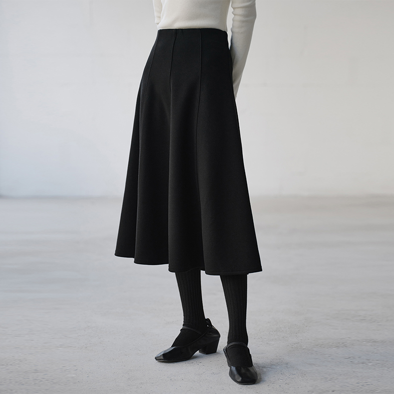气质高腰半身裙女2025冬季新款设计感山羊绒混纺A字复古显瘦伞裙