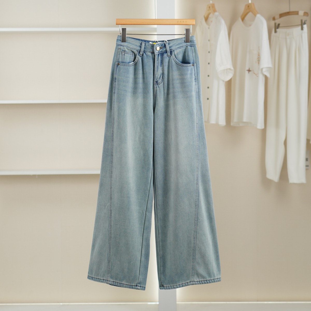 【麦迪尚品02】5061480 秋冬厚款加绒百搭牛仔长裤品牌撤柜