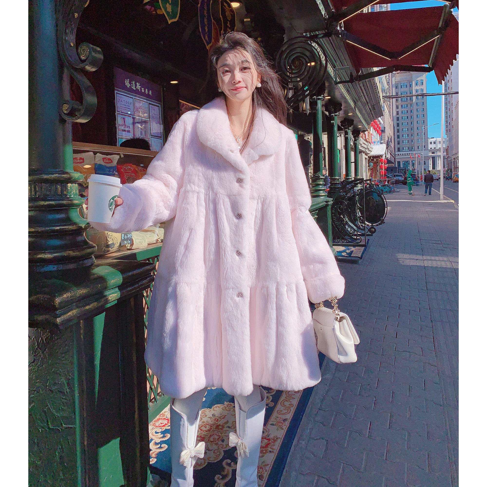 MissLuxury【保暖战袍】獭兔毛皮天然皮草中长款外套女加厚