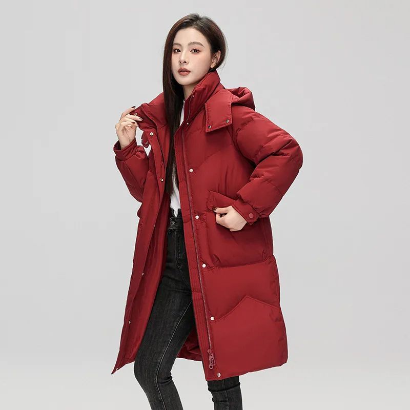 中长款长款连帽女加厚长款防风时尚休闲秋冬