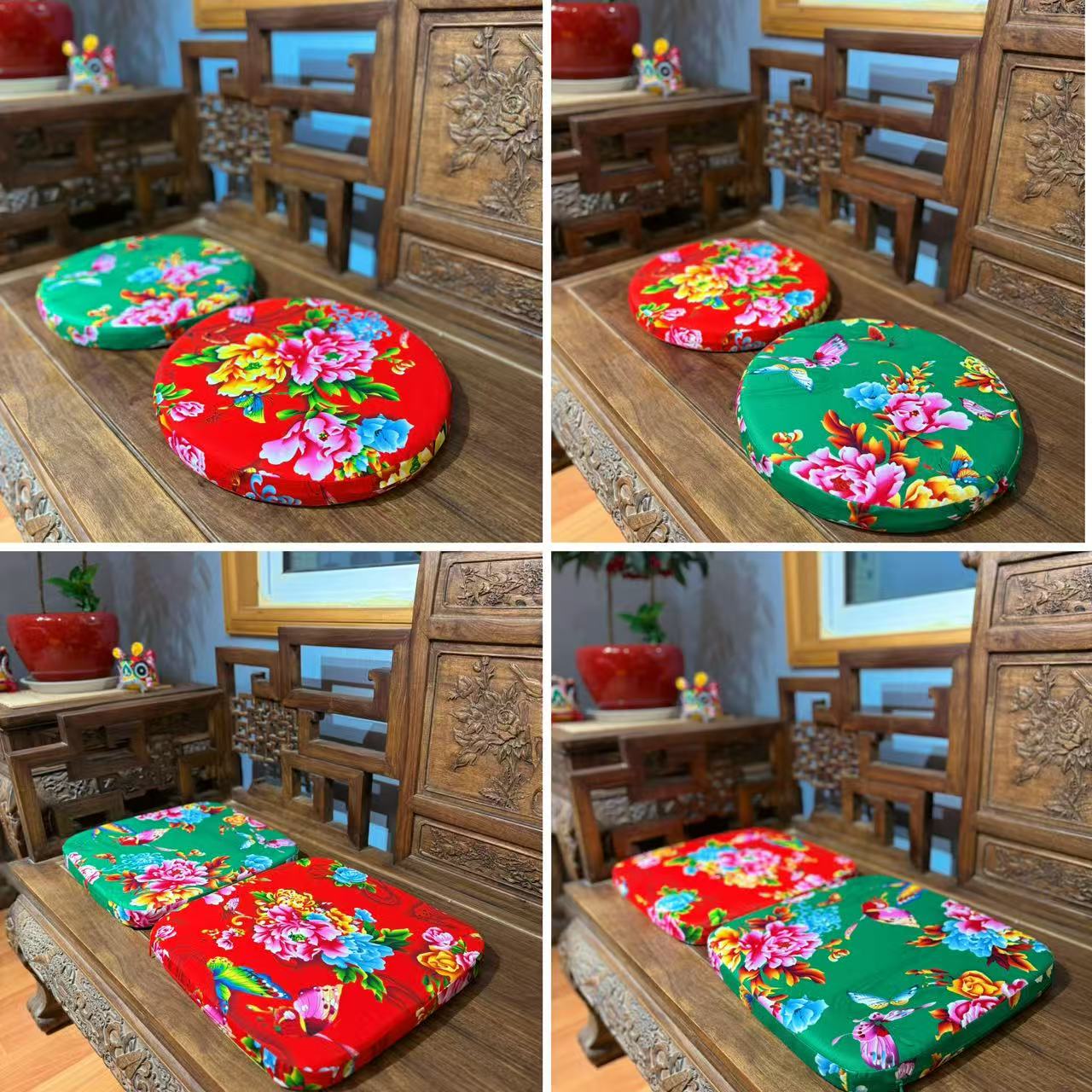 【土花花】非遗手作吉祥蝶恋花加厚坐垫