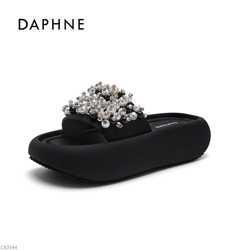 达芙妮2025新款性感风一字拖凉鞋防滑夏季厚底休闲风凉拖鞋外穿