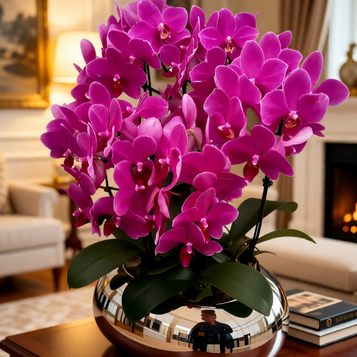 【银盆】蝴蝶兰年宵臻品盆景 客厅阳台银辉绽放 省心养护四季盆栽