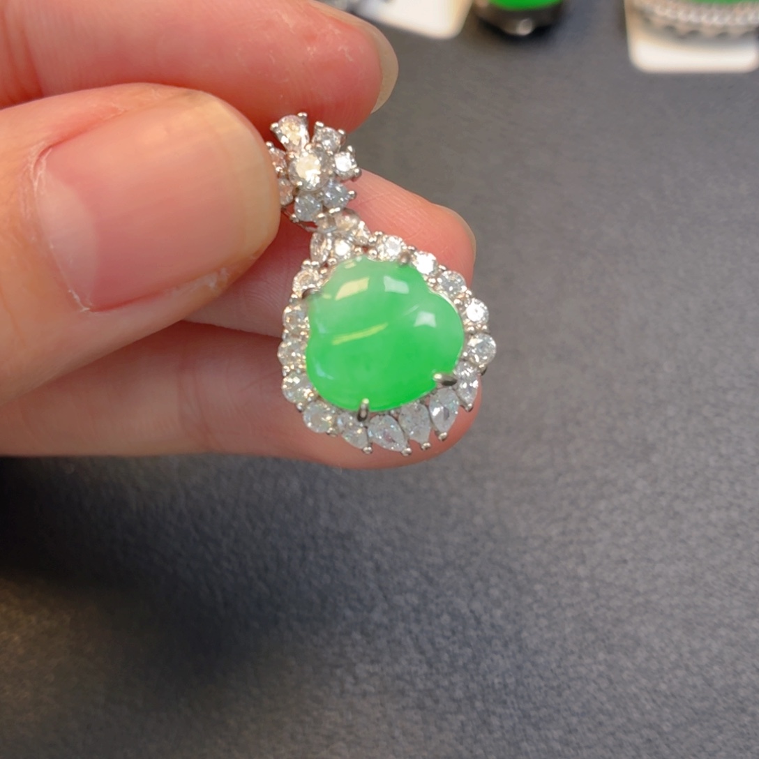 翡翠银S925镶嵌吊坠(不含链)