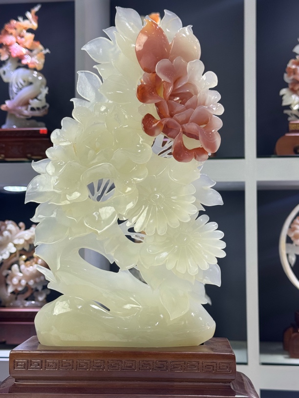 天然家居摆件红花冰玉 乔迁新居 新店开业 24*38