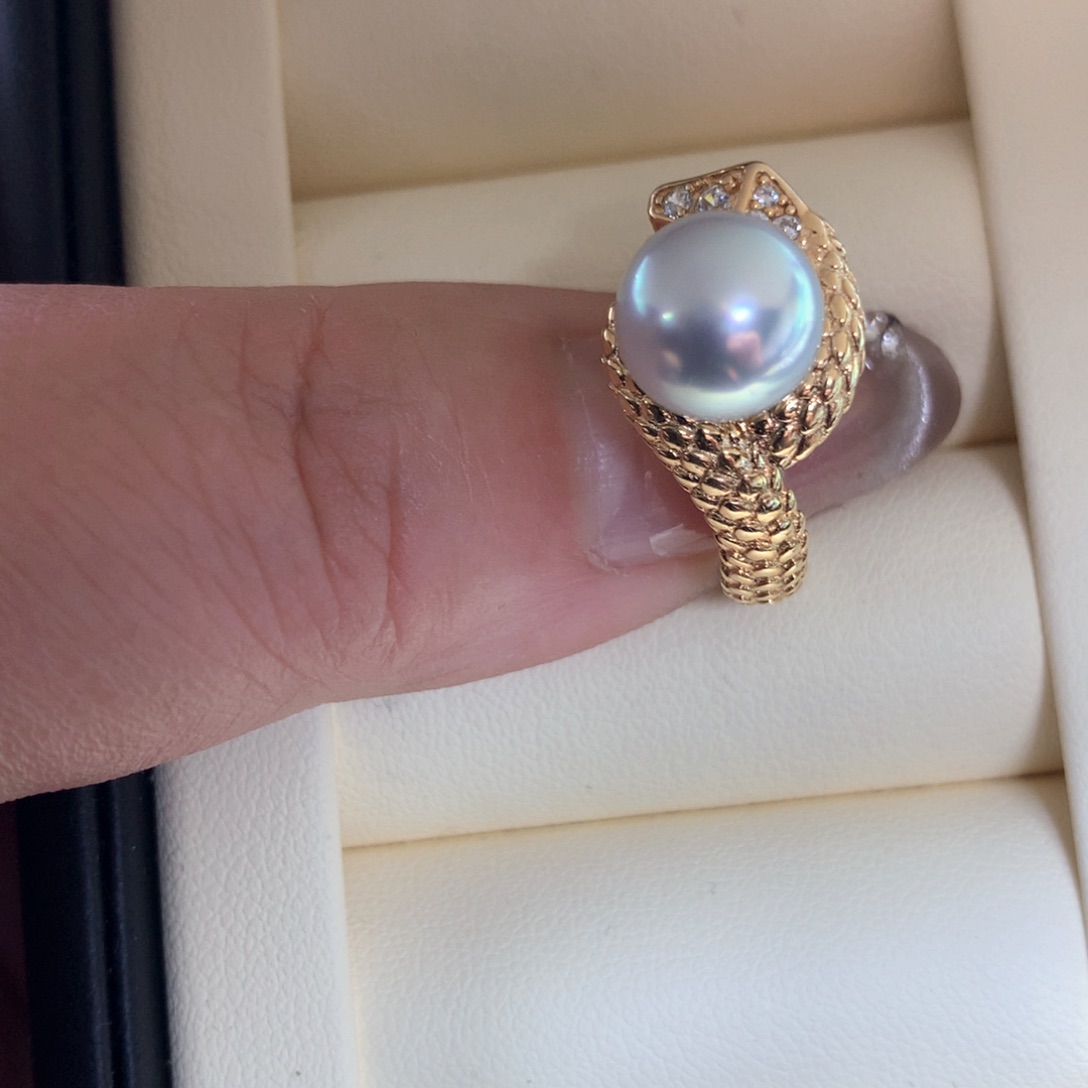 海水珍珠戒指银S925镶嵌