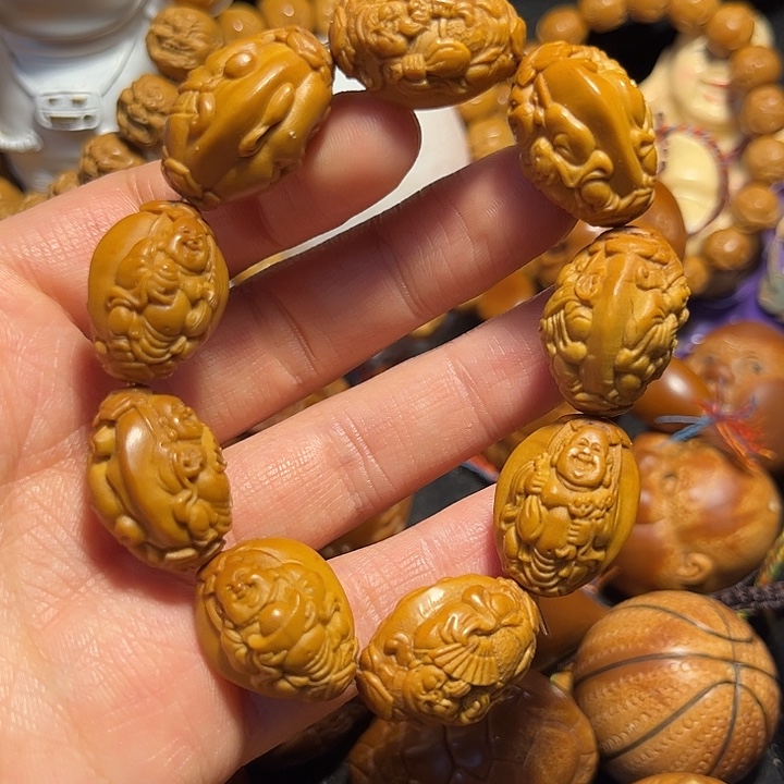 橄榄核手串/手链浮雕财迷