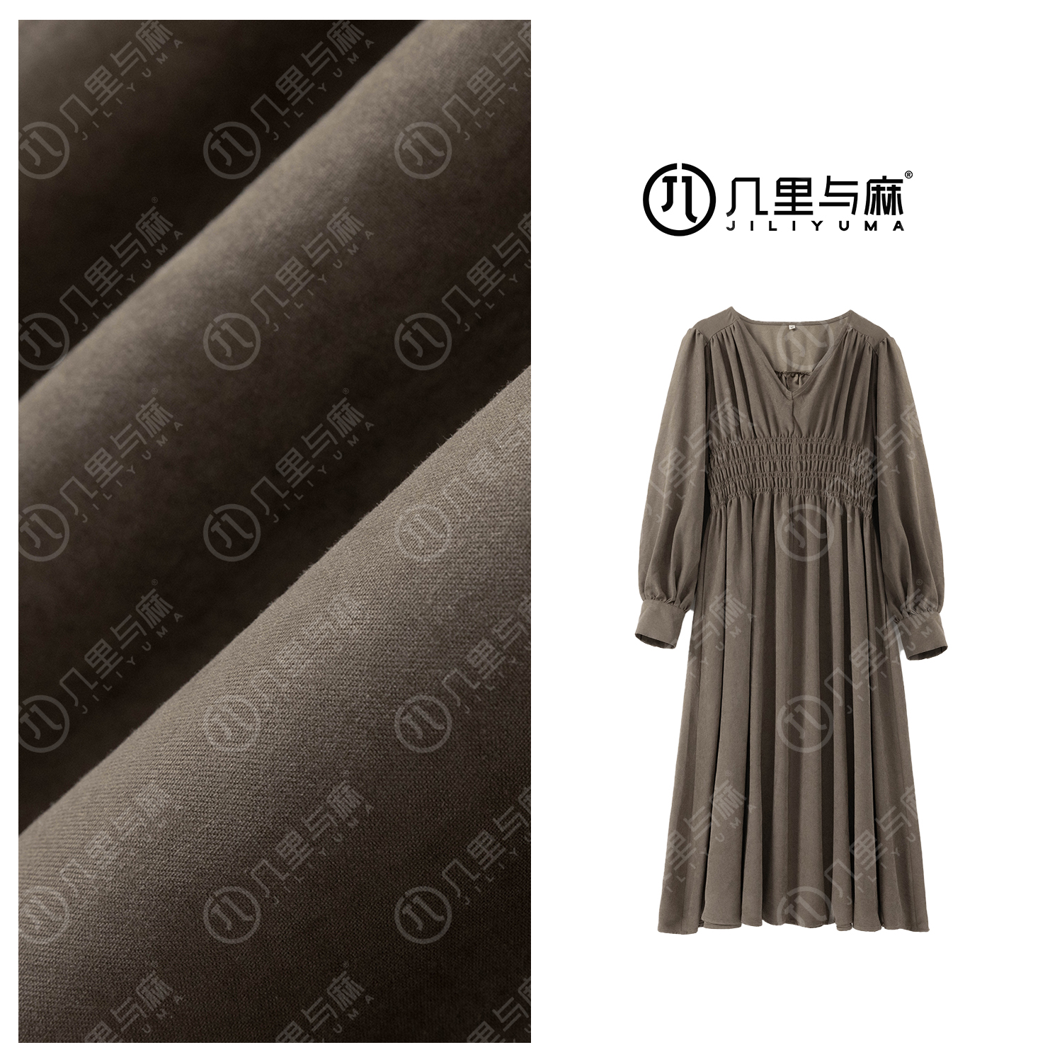 （几里与麻）咿咿-气质时尚设计感连衣裙 裙长120胸围100 1080581