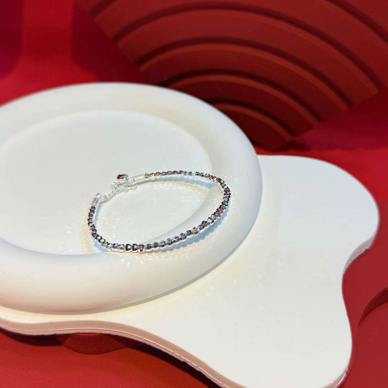 足银手镯 足银爆闪珠珠手镯链HNZ11634