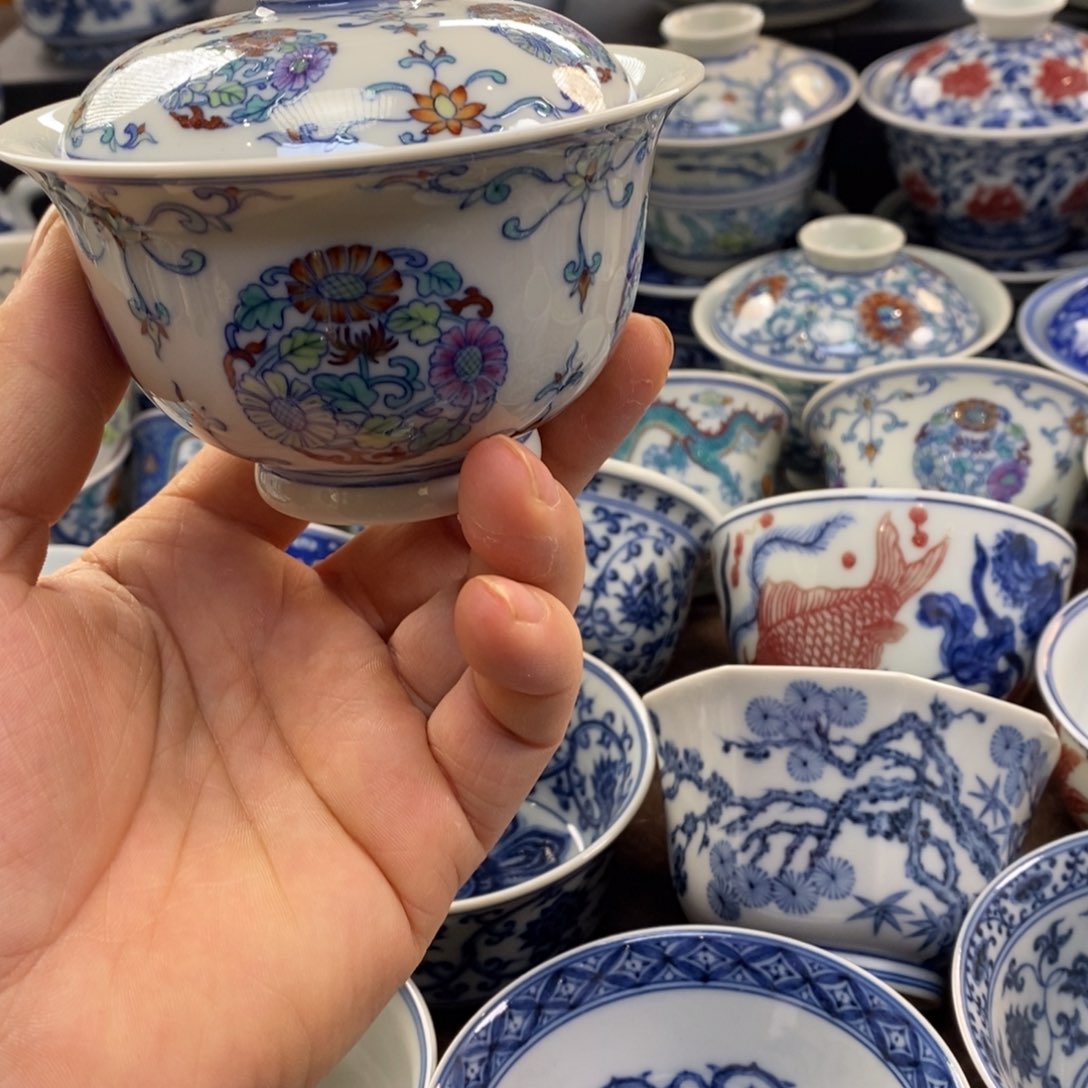 景德镇柴元宝盖碗