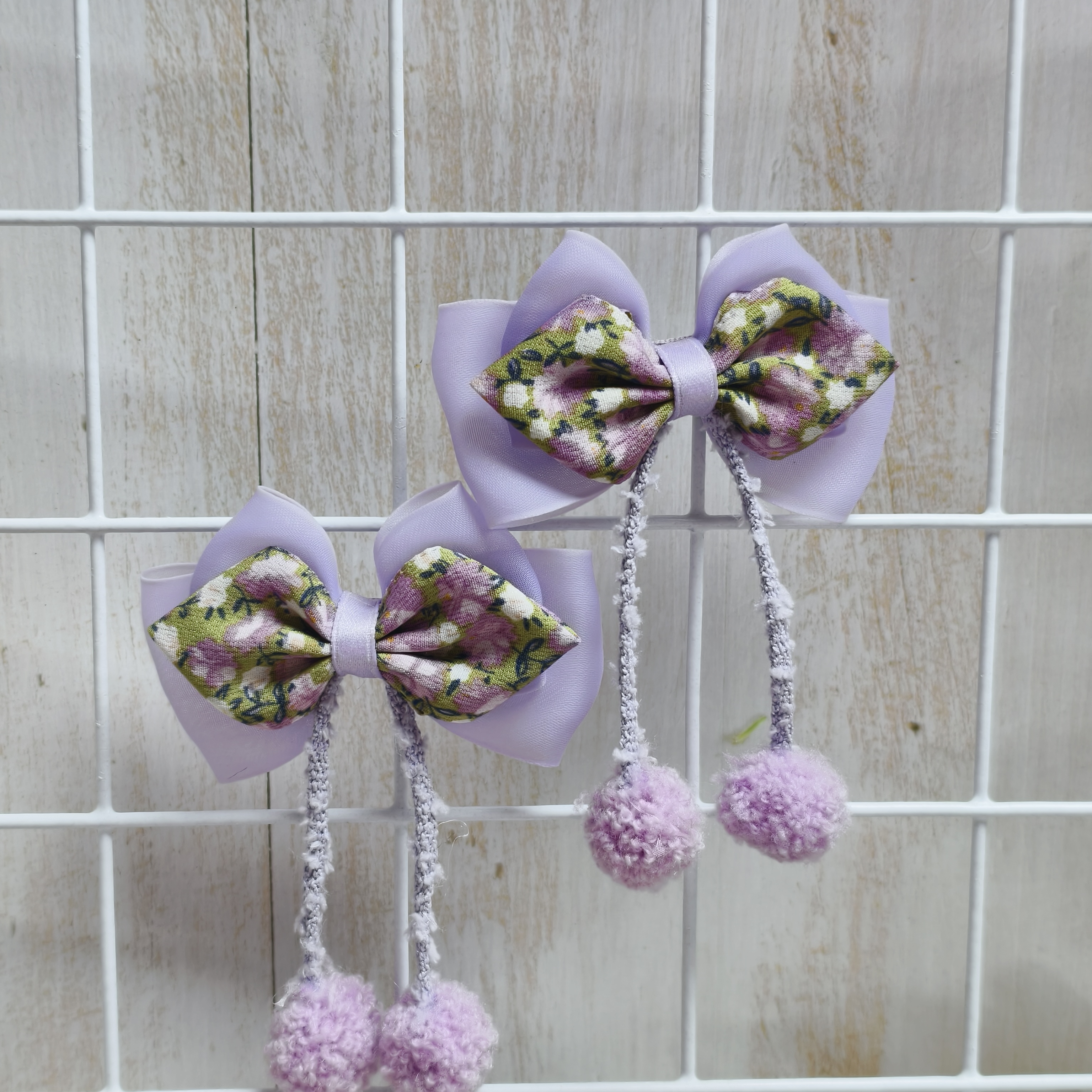 紫色吊坠毛球对夹