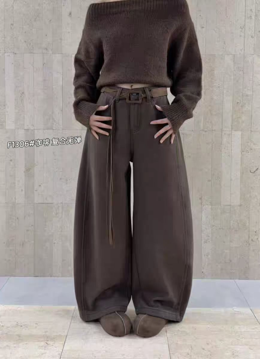女人阁（加绒牛仔裤1306）欧货潮牌个性百搭加绒牛仔裤